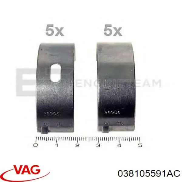 Compre 38105591AM007 VAG Folhas inseridas principais de cambota, kit, padrão (STD)