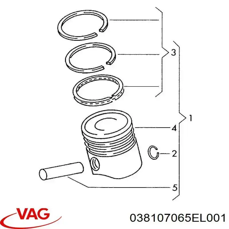 Compre 038107065EL001 VAG Pistão do kit para 1 cilindro, STD