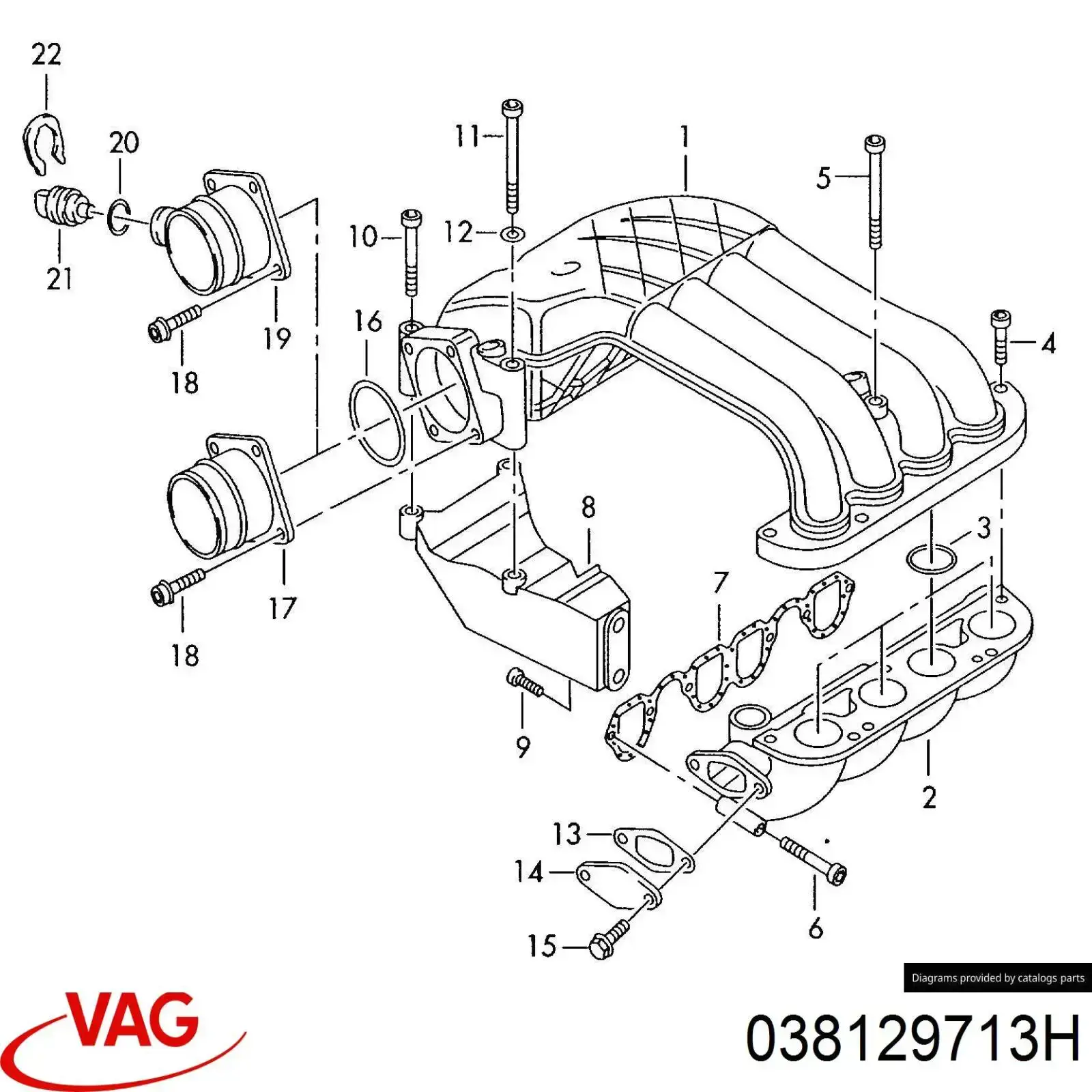 038129713H VAG Tubo coletor de admissão superior