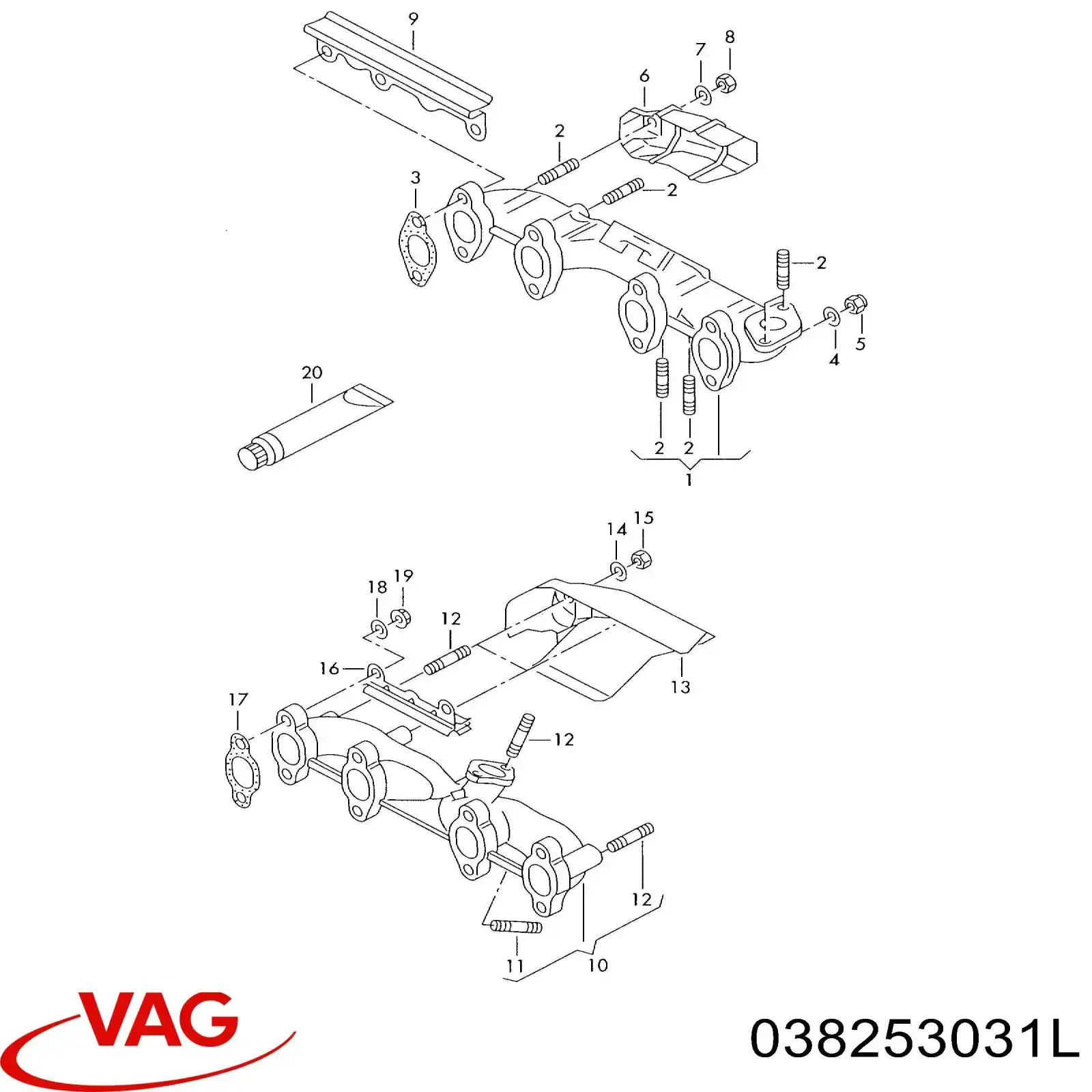 038253031L VAG Tubo coletor de escape