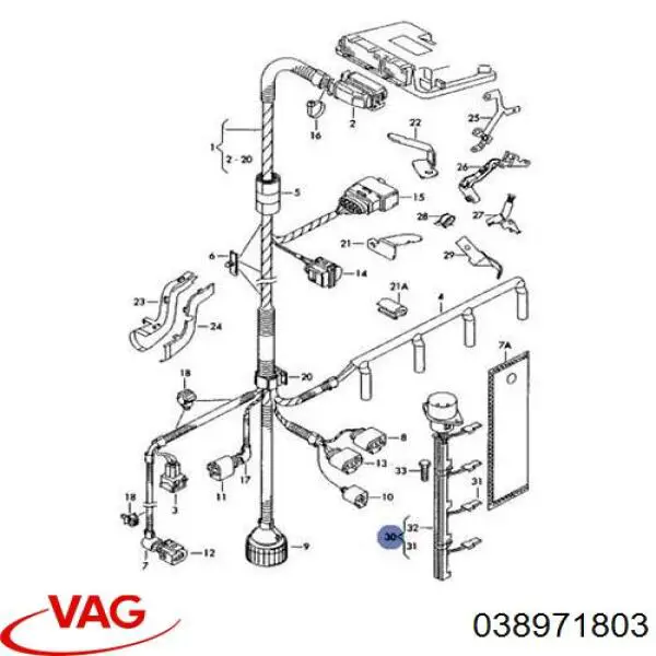 Canal de cabo para os fios das bobinas de ignição VAG 038971803 preço, a partir de 40,93 USD