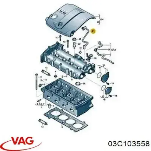 Cano derivado de ventilação de cárter (de separador de óleo) VAG 03C103558 preço, a partir de 21,69 USD