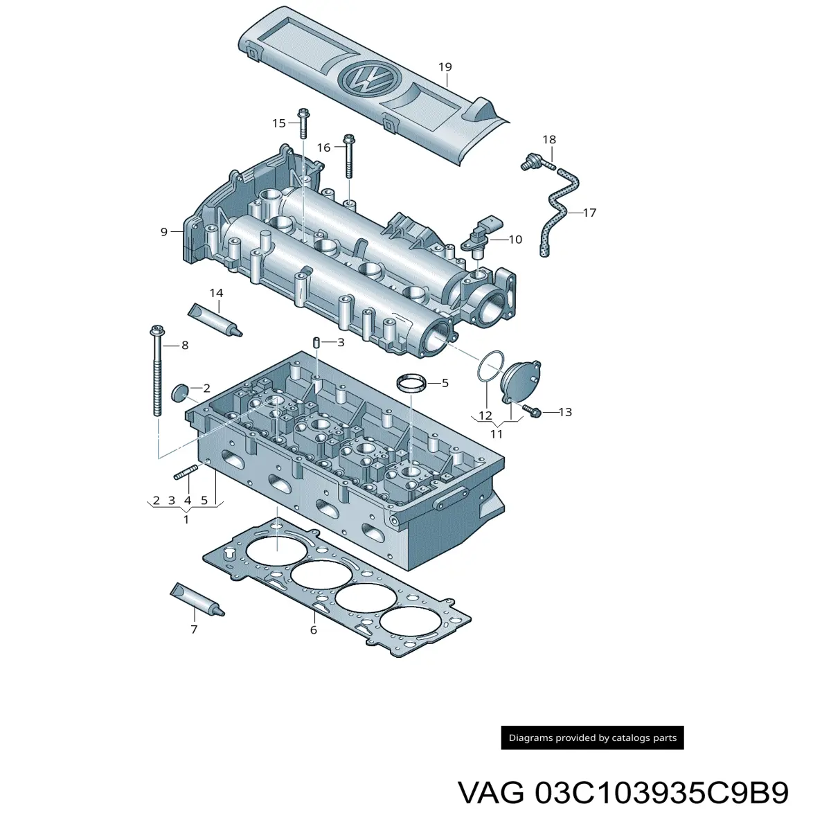 03C103935C9B9 VAG Tampa de motor decorativa
