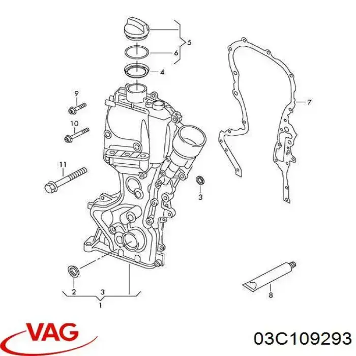 01196900 Ajusa Vedante de tampa dianteira de motor