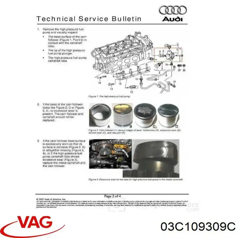 Empurrador da bomba de combustível VAG 03C109309C preço, a partir de  USD