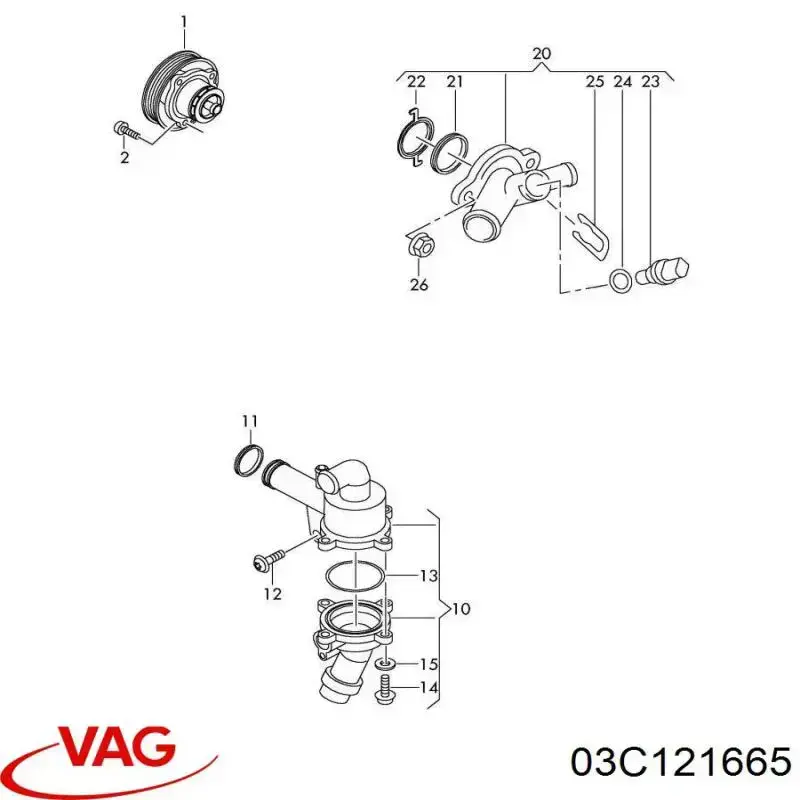 Vedante de bomba de água VAG 03C121665 preço, a partir de 3,61 USD