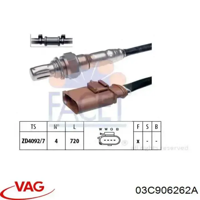 Sonda lambda, sensor de oxigênio até o catalisador VAG 03C906262A preço, a partir de 78,32 USD