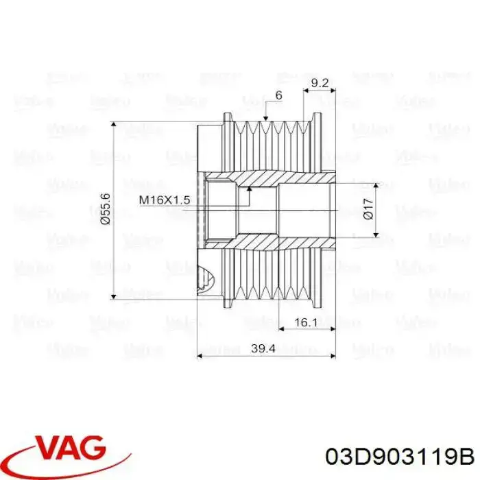 03D903119B VAG Polia do gerador