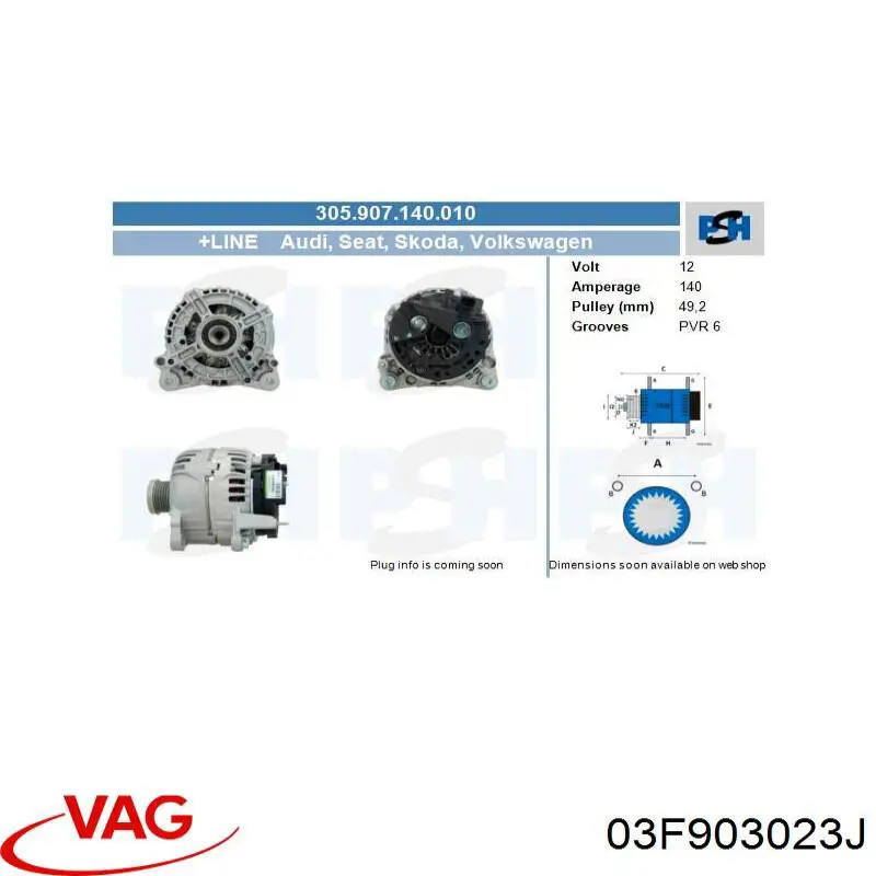 Gerador VAG 03F903023J preço, a partir de 138,78 USD