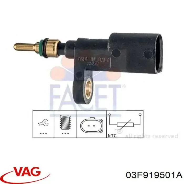 Compre 03F919501A VAG Sensor de temperatura do fluido de esfriamento (de ativação de ventilador do radiador)