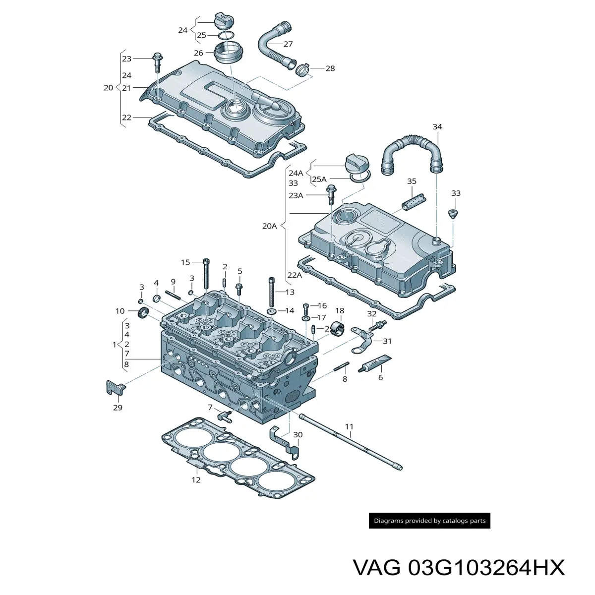 03G103264HX VAG Cabeça de motor (CBC)