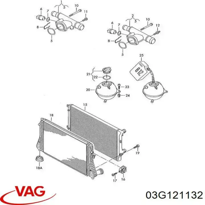 Flange do sistema de esfriamento (união em T) VAG 03G121132 preço, a partir de 10,78 USD