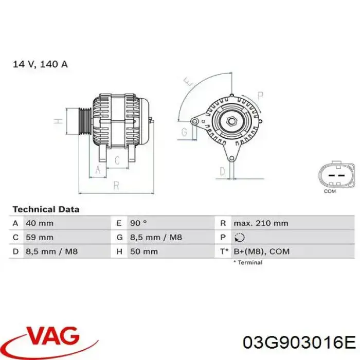 Gerador VAG 03G903016E preço, a partir de 119,18 USD