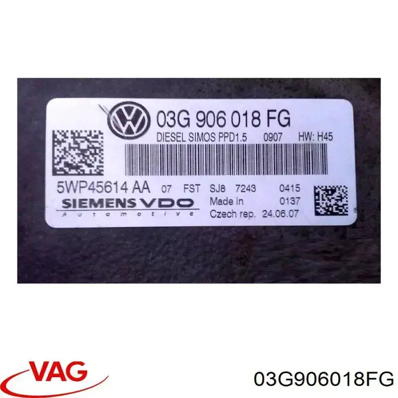 03G906018FG VAG Módulo de direção (Centralina eletrônica) de motor