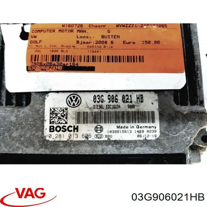 Compre 03G906021HB VAG Módulo de direção (Centralina eletrônica) de motor