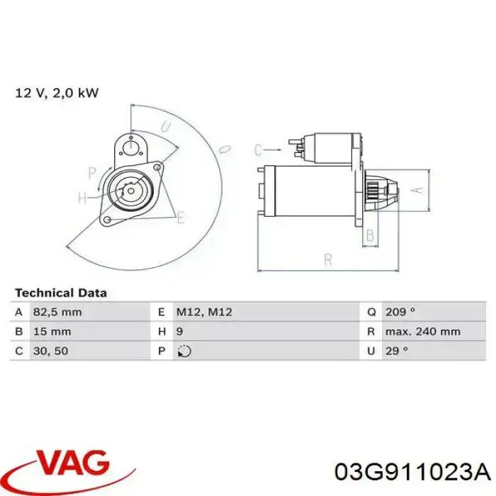 Compre 03G911023A VAG Motor de arranco