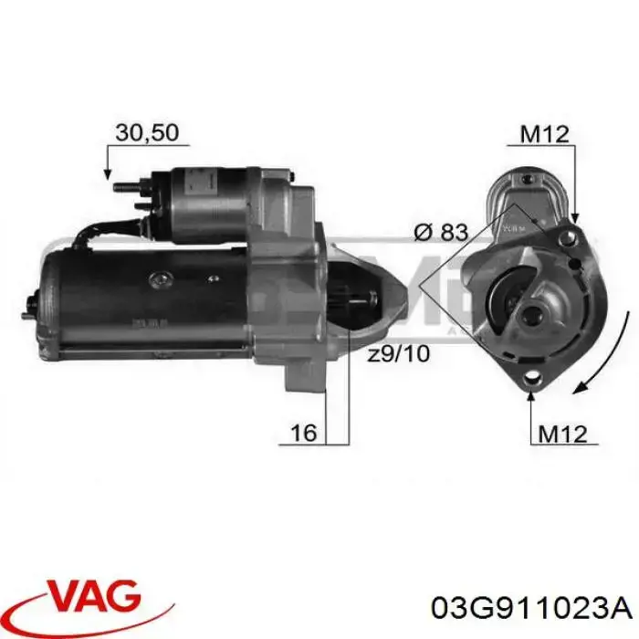 Motor de arranco VAG 03G911023A preço, a partir de 80,02 USD