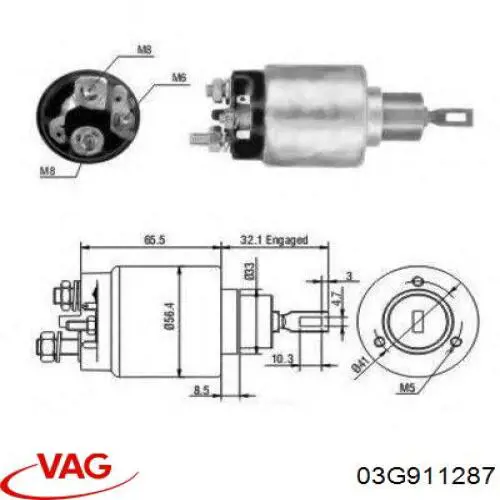 03G911287 VAG Relê retrator do motor de arranco