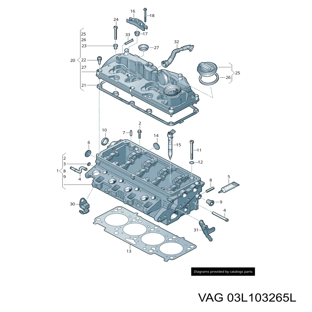 03L103265L VAG Cabeça de motor (CBC)