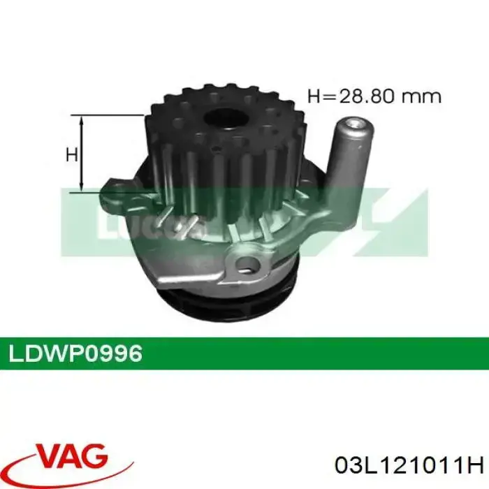03L121011H VAG Bomba de água (bomba) de esfriamento