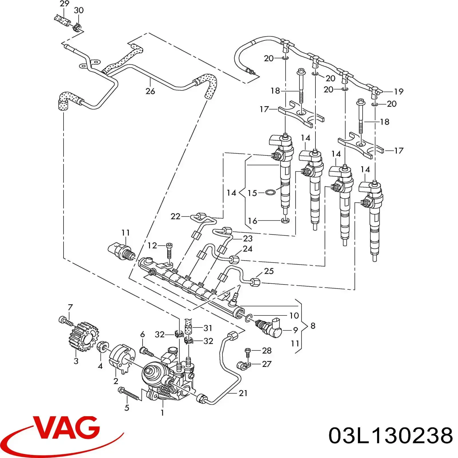 03L130227 VAG Flange de engrenagem da árvore distribuidora