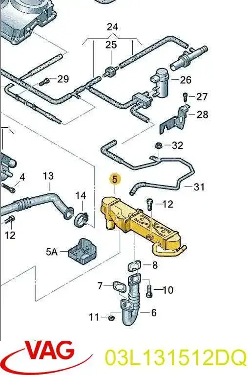Radiador do sistema EGR de recirculação dos gases de escape VAG 03L131512DQ preço, a partir de 81,72 USD