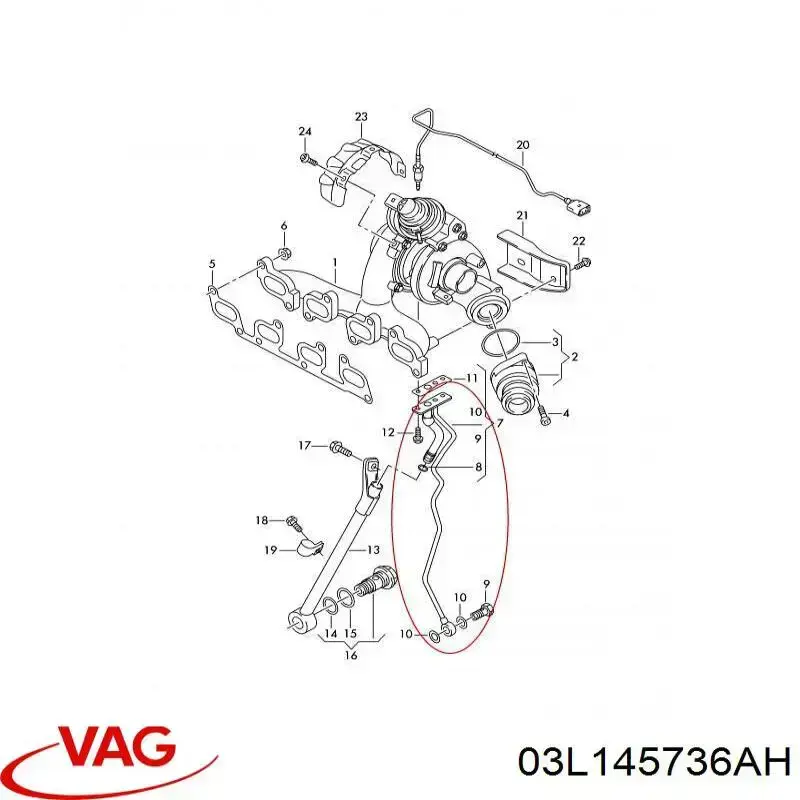 Tubo (mangueira) de fornecimento de óleo de turbina VAG 03L145736AH preço, a partir de 114,68 USD