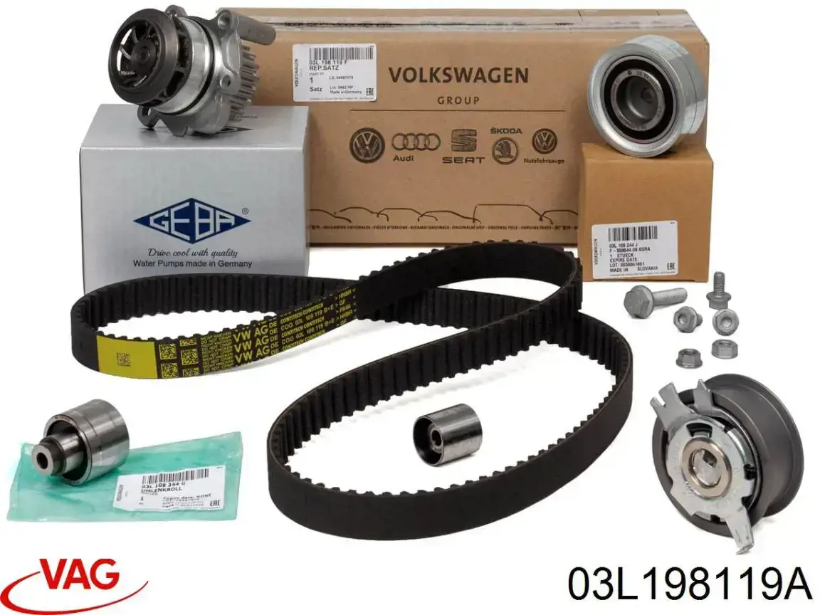 Compre 03L198119A VAG Correia do mecanismo de distribuição de gás, kit