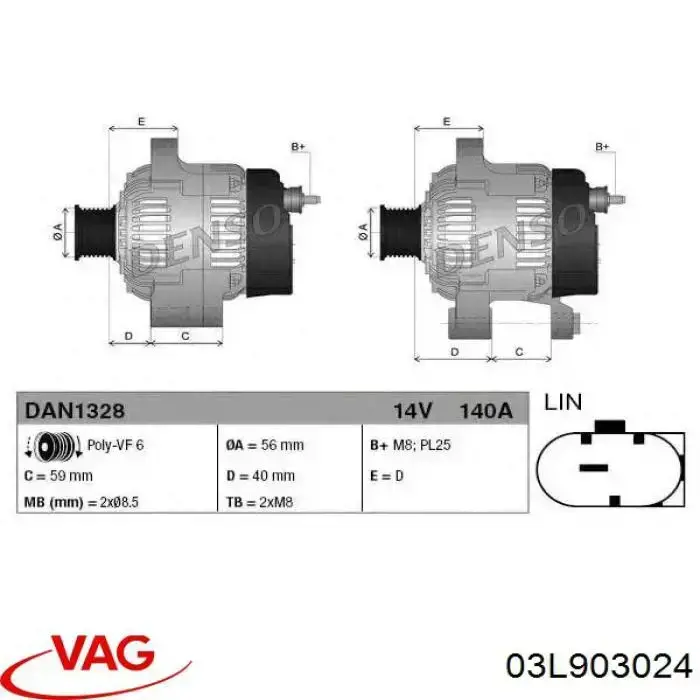Gerador VAG 03L903024X preço, a partir de 108,96 USD