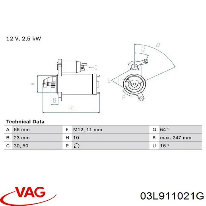 Motor de arranco VAG 03L911021G preço, a partir de 74,49 USD