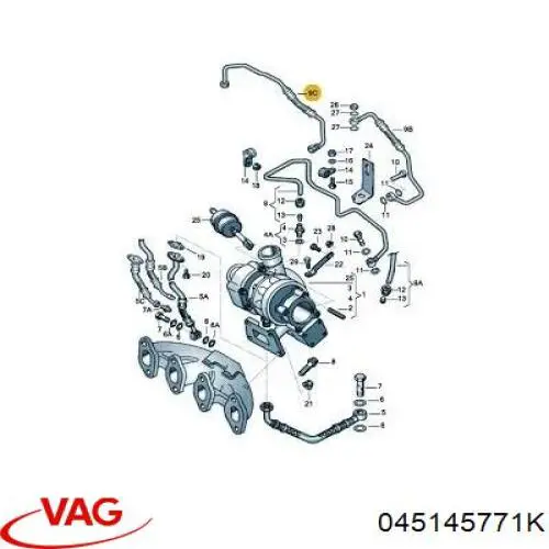 045145771K VAG Tubo (mangueira) de fornecimento de óleo de turbina