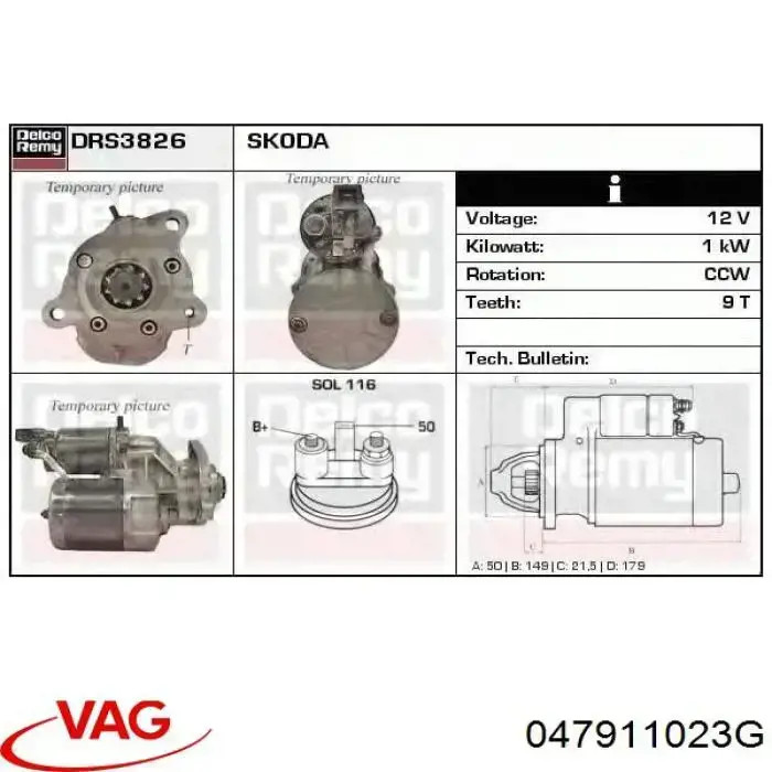 Motor de arranco VAG 047911023G preço, a partir de 57,89 USD