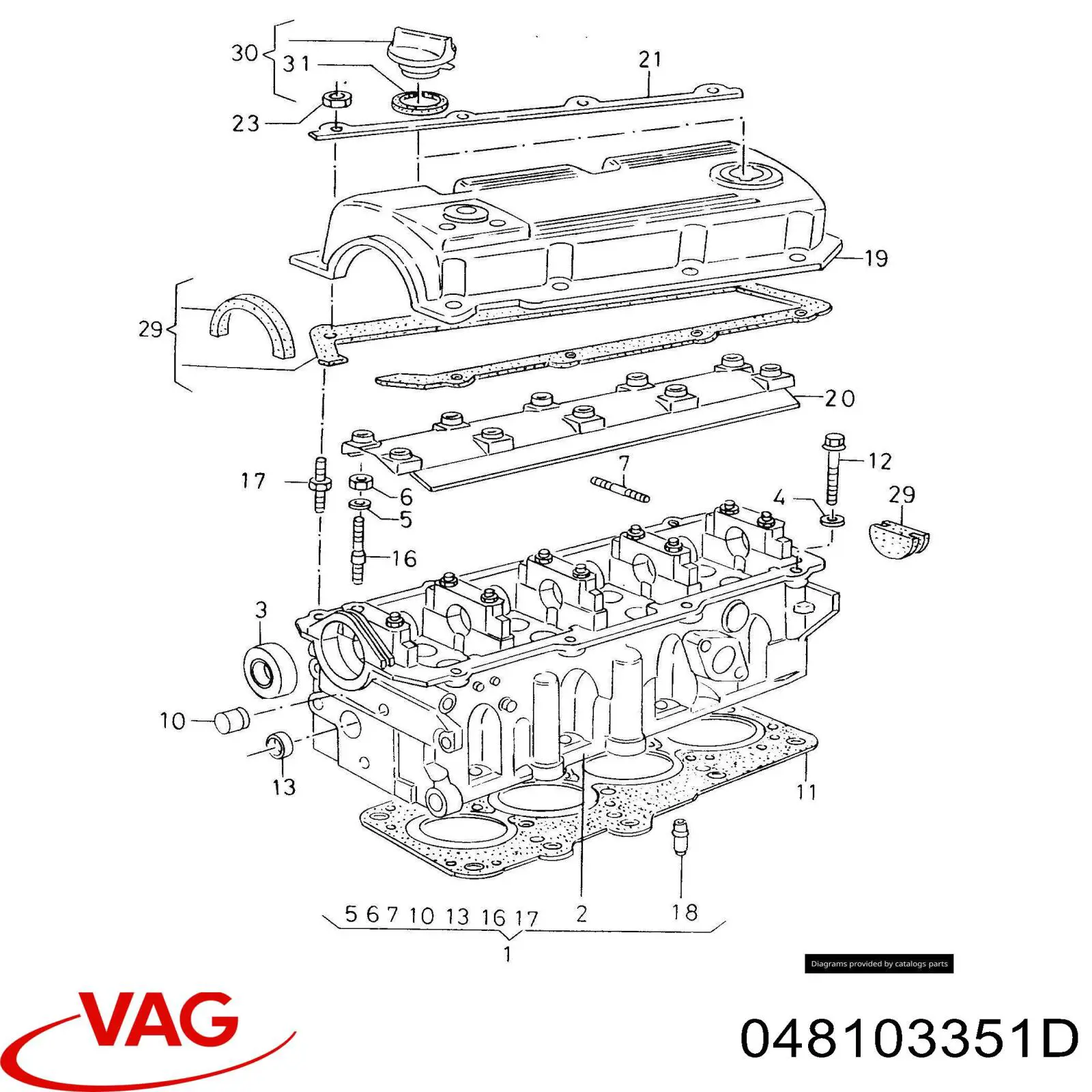 048103351D VAG Cabeça de motor (CBC)
