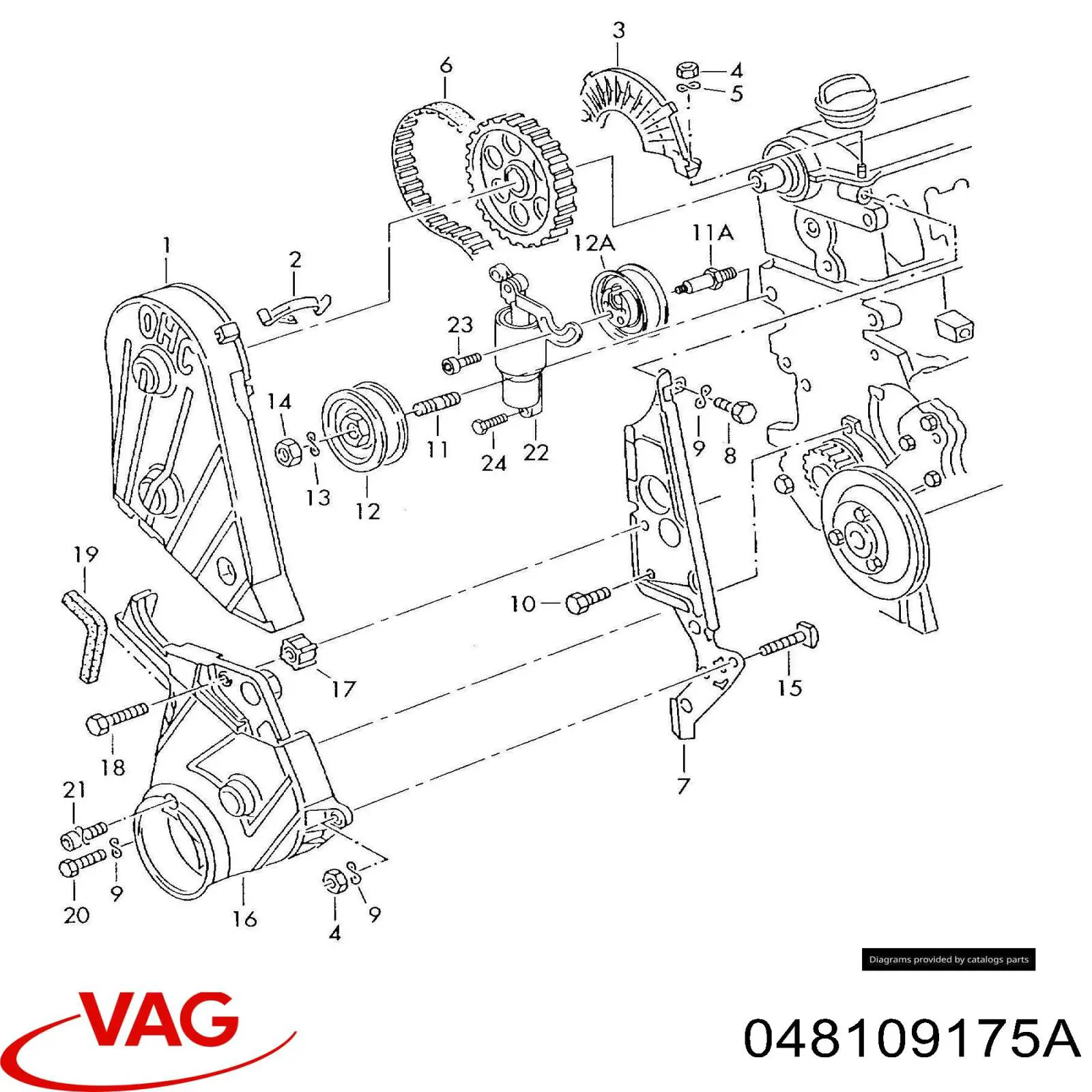 Compre 048109175 VAG Proteção inferior da correia do mecanismo de distribuição de gás