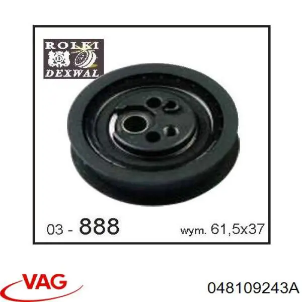 Compre 048109243A VAG Rolo de reguladora de tensão da correia do mecanismo de distribuição de gás