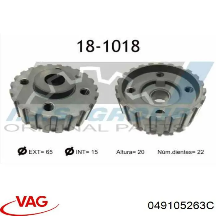 Compre 049105263C VAG Engrenagem de cadeia da roda dentada de acionamento de cambota de motor