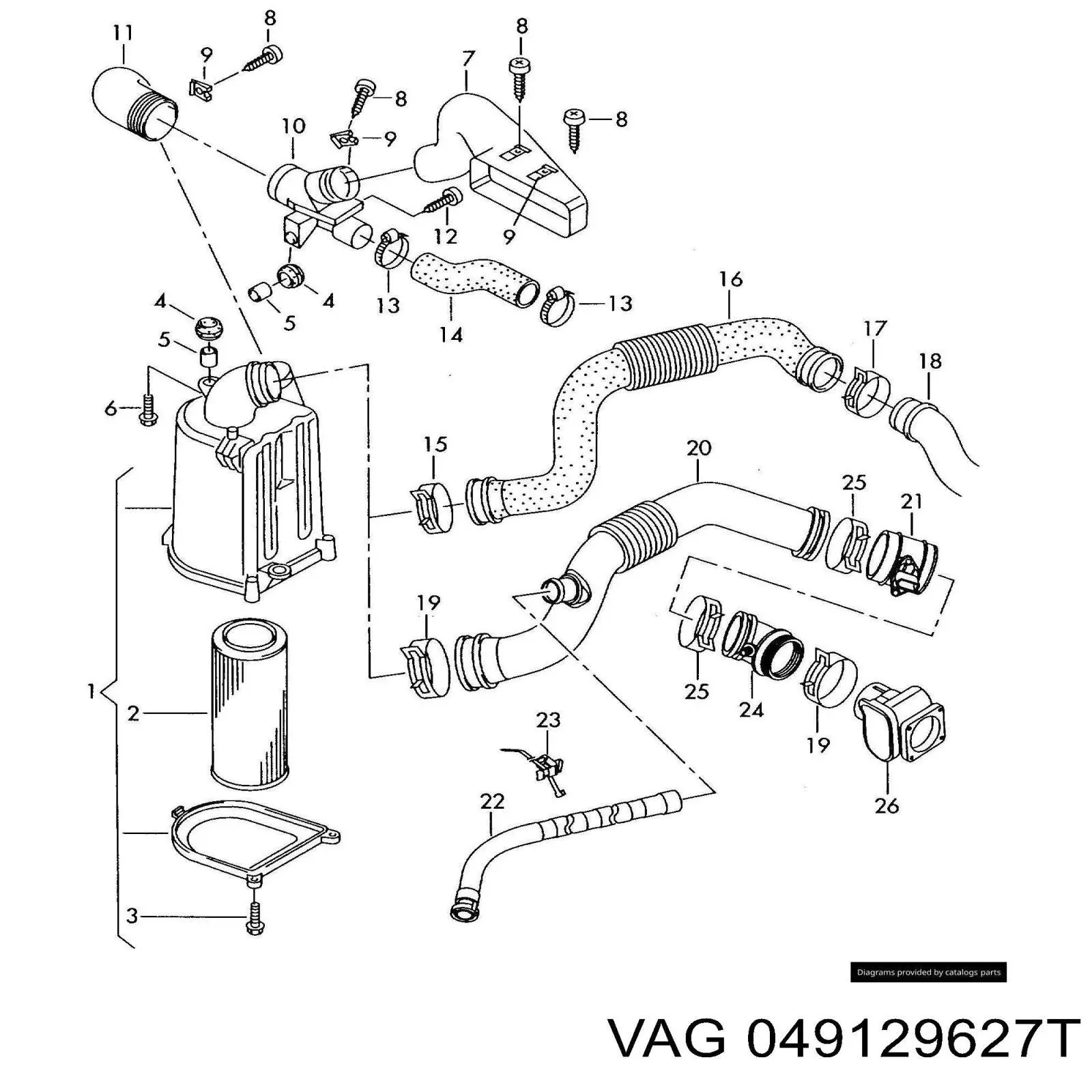 Cano derivado de ar, fornecimento de ar quente até o regulador VAG 049129627T preço, a partir de 31,37 USD