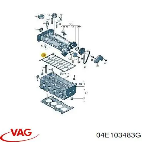 04E103483G VAG Vedante de tampa de válvulas de motor
