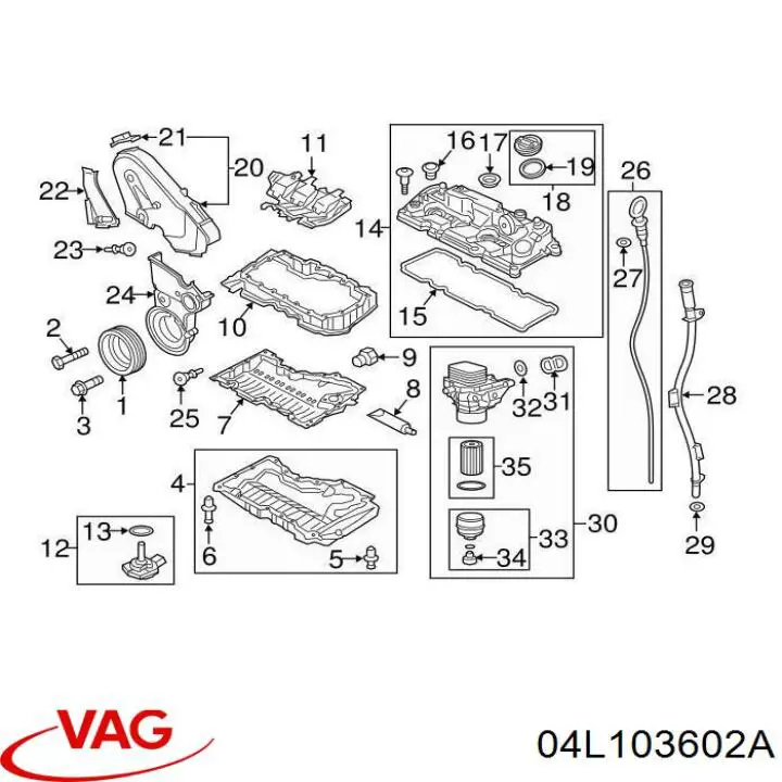 04L103602A VAG Panela de óleo de cárter do motor