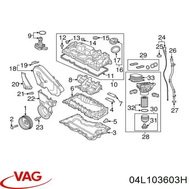 Panela de óleo de cárter do motor, parte superior VAG 04L103603H preço, a partir de 318,15 USD
