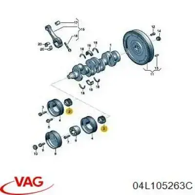 Engrenagem de cadeia da roda dentada de acionamento de cambota de motor VAG 04L105263C preço, a partir de 44,27 USD