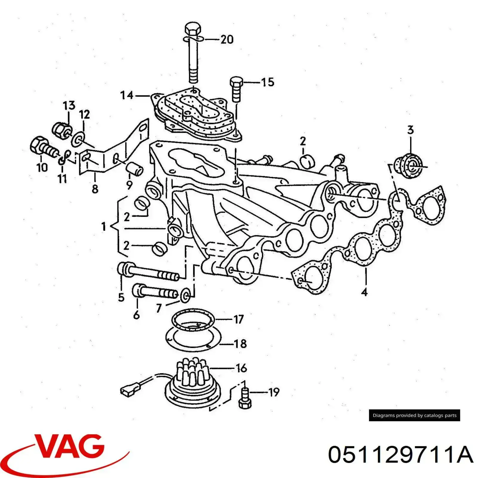 Tubo coletor de admissão Volkswagen Golf II 19E, 1G1