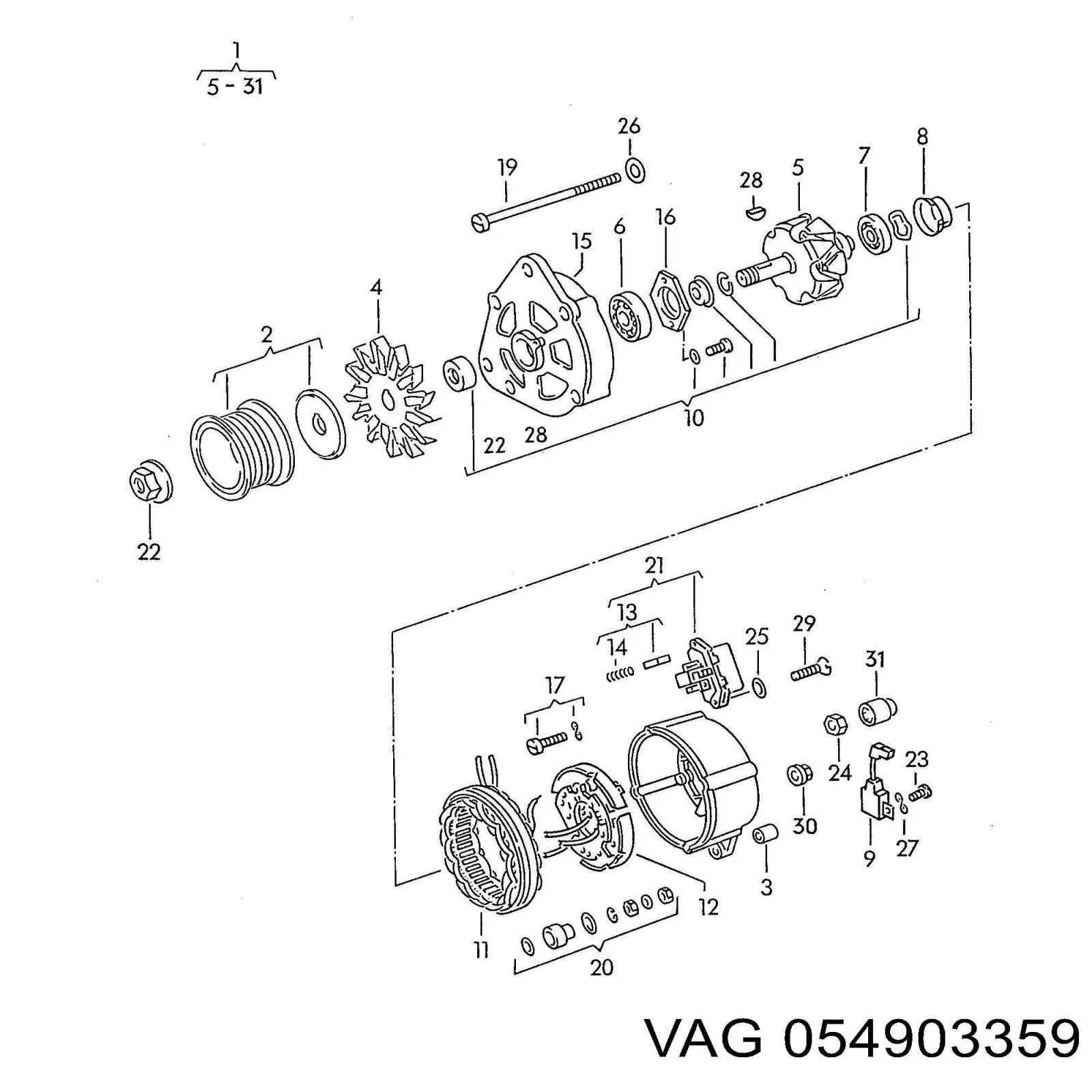 Eixo de diodos do gerador VAG 054903359 preço, a partir de 39,61 USD