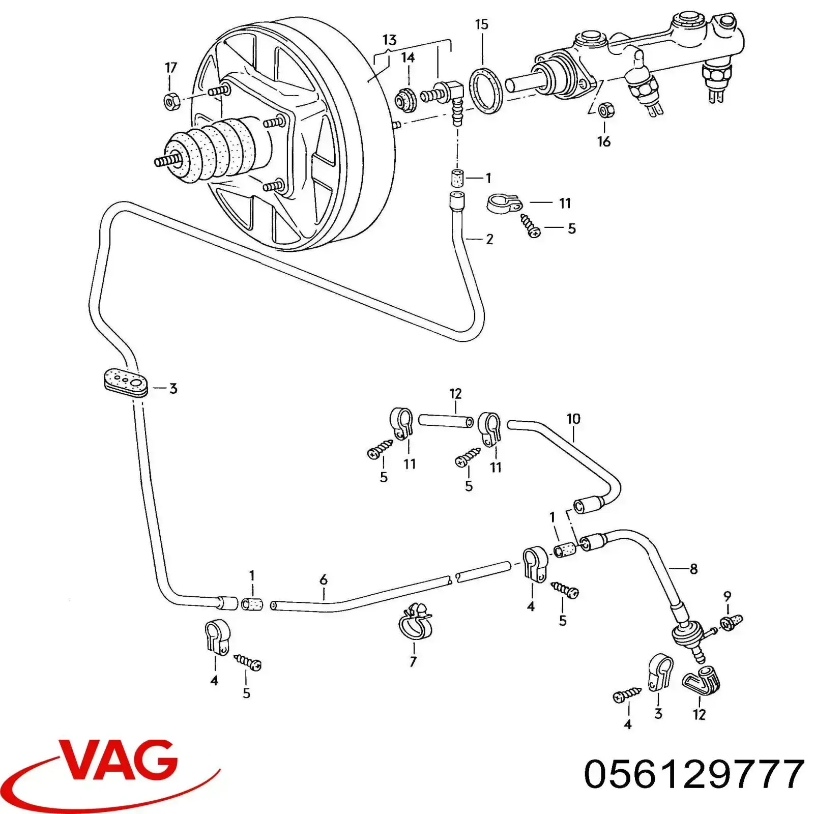 Tubo de impulsionador de vácuo dos freios VAG 056129777 preço, a partir de 4,93 USD