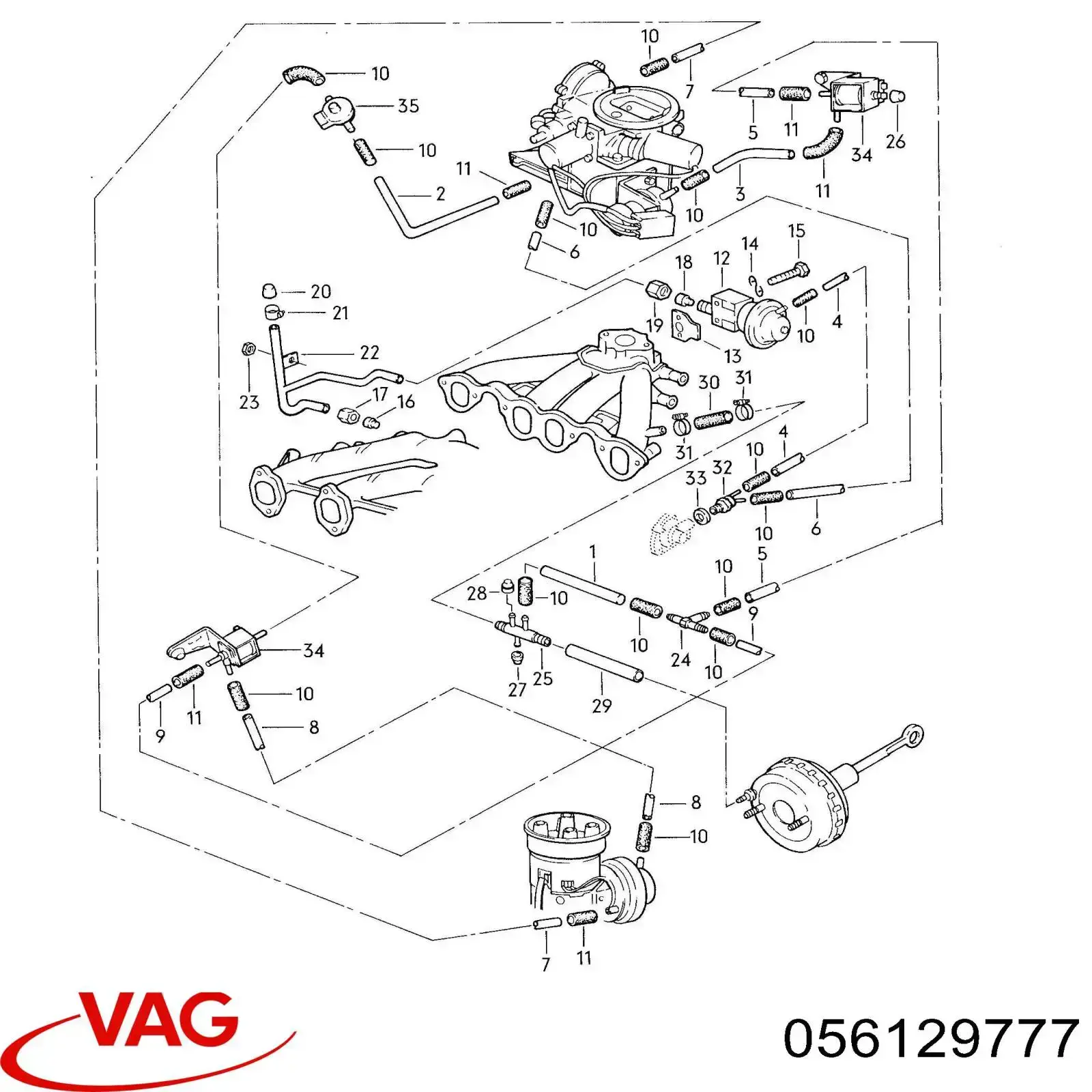 Compre 046906299 VAG Tubo de impulsionador de vácuo dos freios
