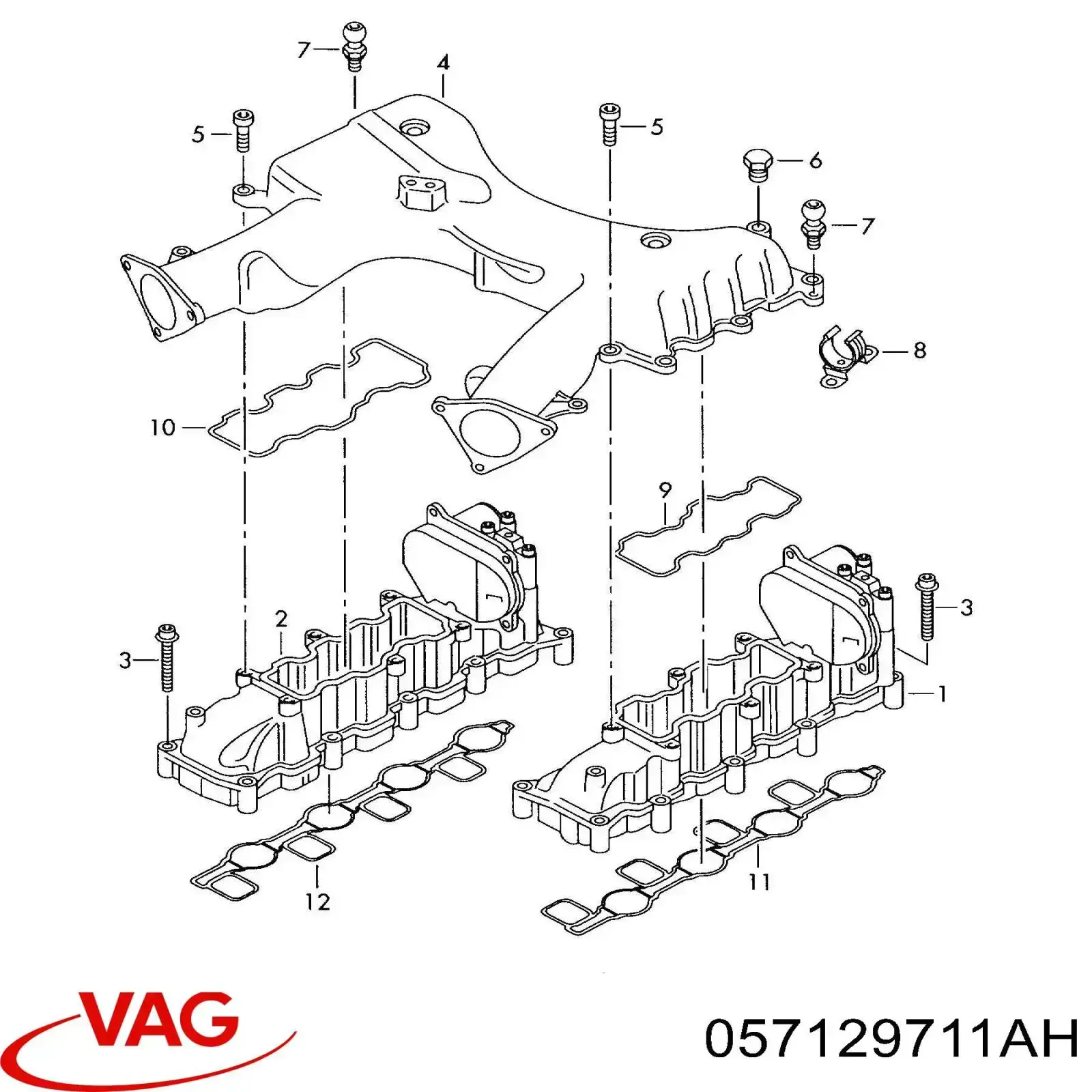 057129711AH VAG Tubo coletor de admissão