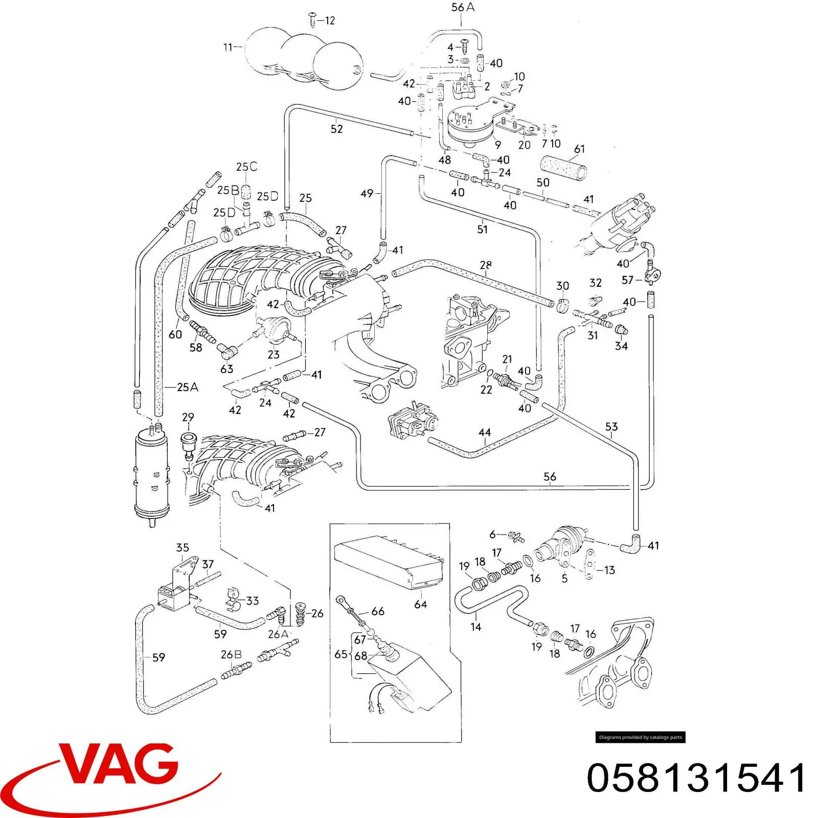 Compre 058131541 VAG Tanque de recepção a vácuo de motor