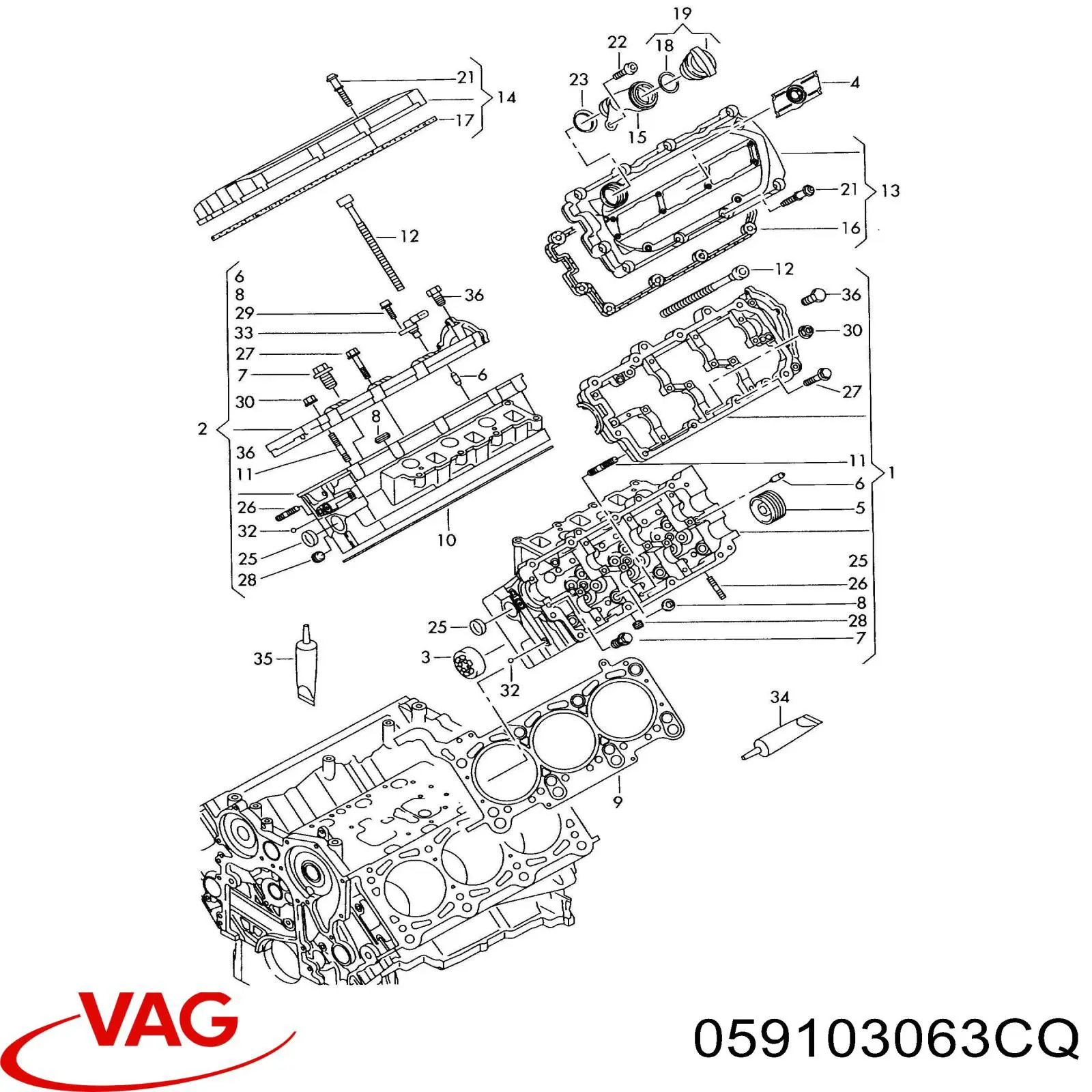 Compre 059103063CQ VAG Cabeça de motor (CBC) esquerda