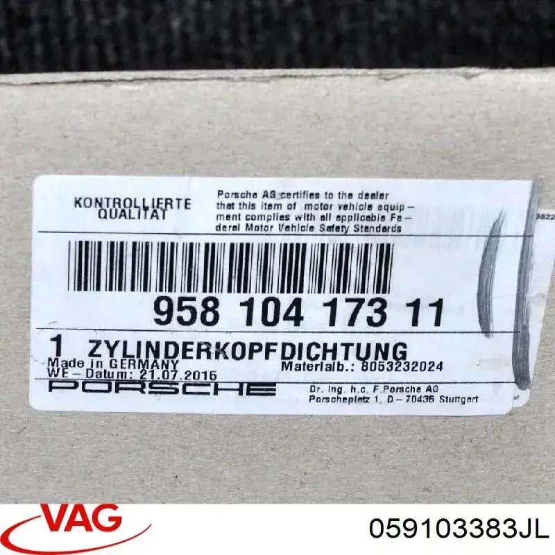 059103383JL VAG Vedante direito de cabeça de motor (CBC)