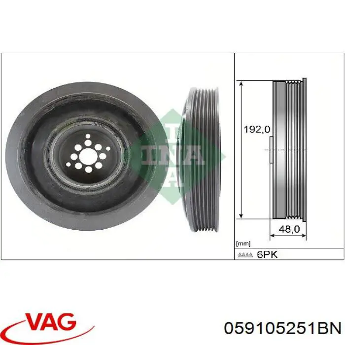 Polia de cambota VAG 059105251BN preço, a partir de 129,40 USD